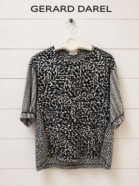 GERARD DAREL Black & White Animal Print Blouse Size S